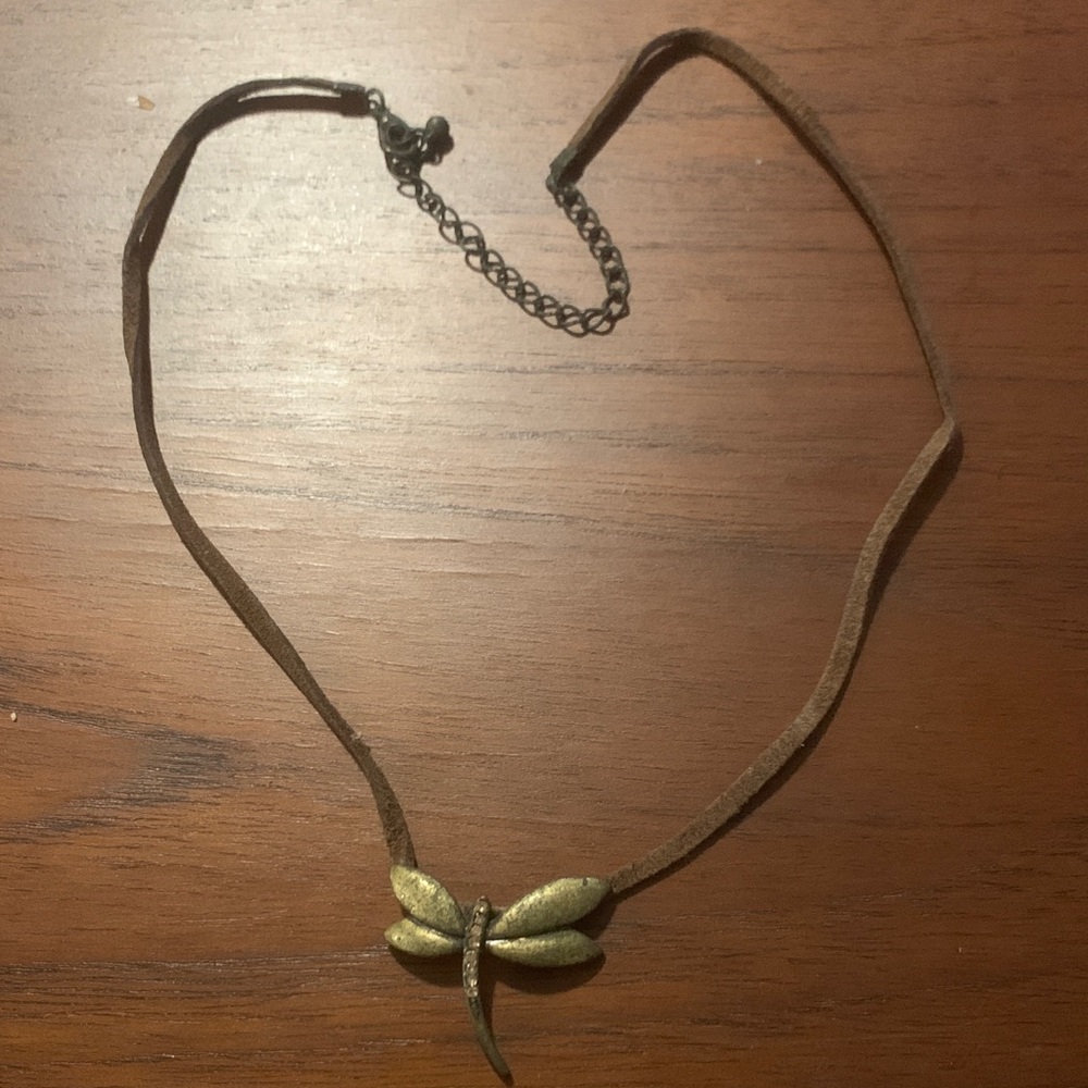 Brass Dragonfly Pendant Necklace